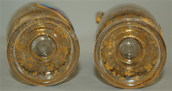 A pair of Bohemian enamelled and gilt decorated glass ewers, late 19th century, 20.5cm